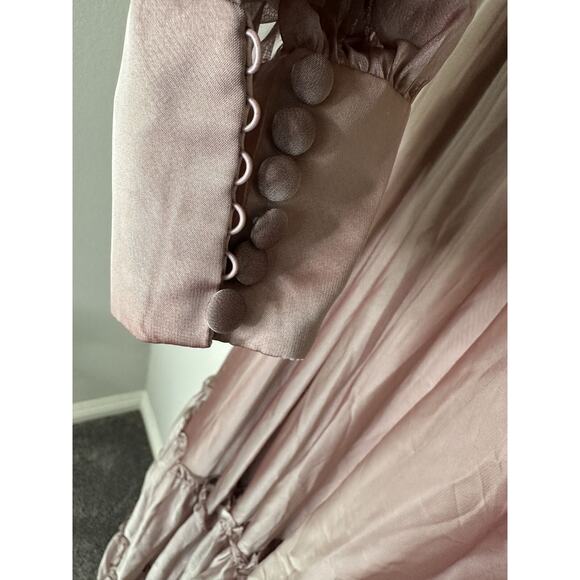 Mac Duggal Mauve Long Sleeves V-Neck Tiered Evening Gown Size 16 - Picture 7 of 8